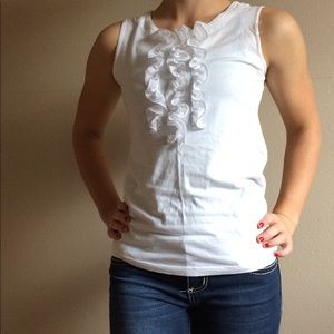 White tank top with frills
